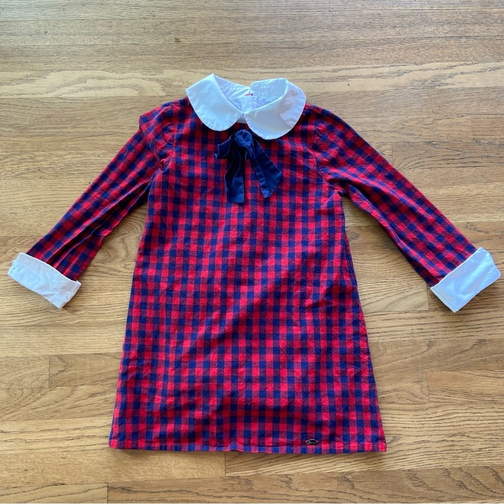 Pettigirl Plaid Collared Dress with Bow Accent Size 8